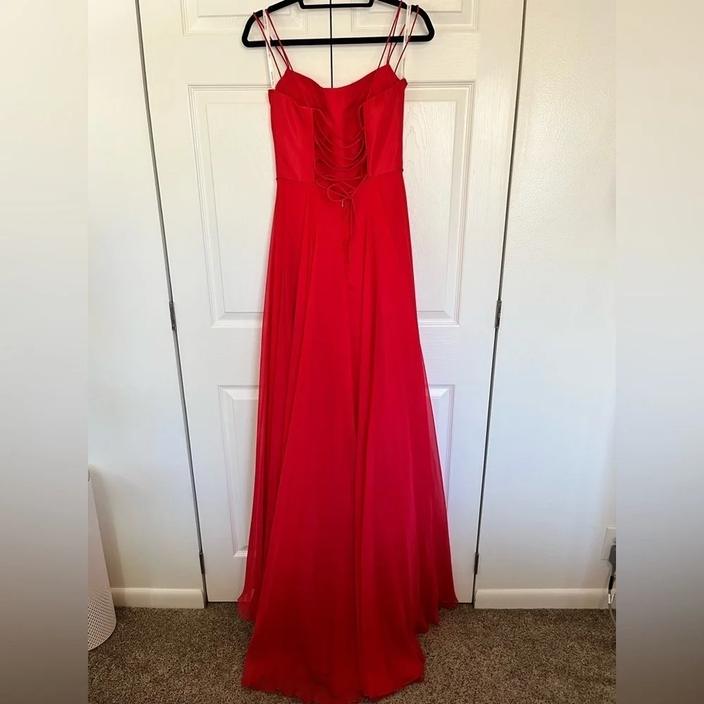 Red Sherri Hill Corset Ballgown Size 6_4